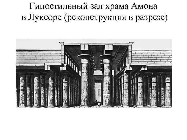 Гипостильный зал храма Амона в Луксоре (реконструкция в разрезе) 