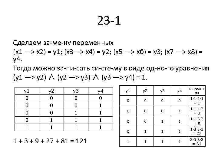 23 1 Сделаем за ме ну переменных : (x 1 —> х2) = y