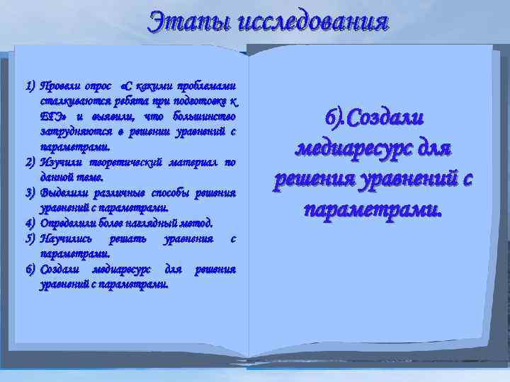 Этапы исследования 1) Провели опрос «С какими проблемами 1). Провели опрос «Спроблемами 1) Провели