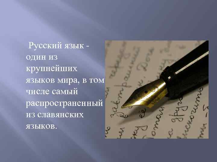  Русский язык - один из крупнейших языков мира, в том числе самый распространенный