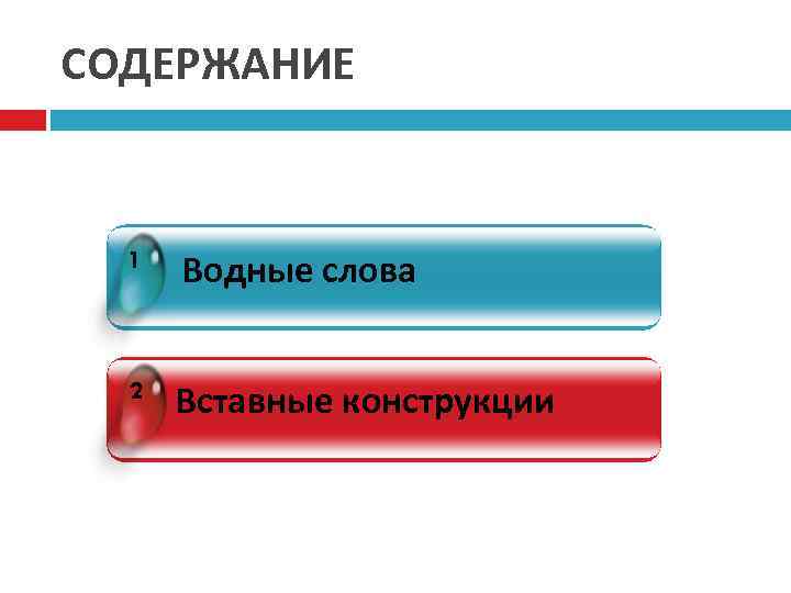 СОДЕРЖАНИЕ 1 Водные слова 2 Вставные конструкции 