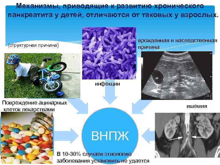 Механизмы, приводящие к развитию хронического панкреатита у детей, отличаются от таковых у взрослых. врожденная