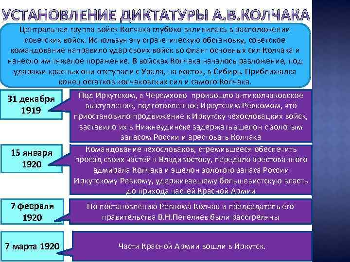 Центральная группа войск Колчака глубоко вклинилась в расположении советских войск. Используя эту стратегическую обстановку,