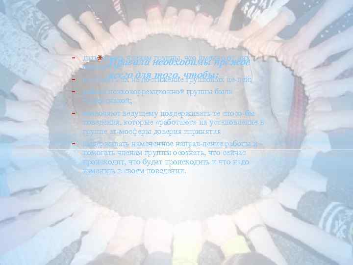  * дать понять членам группы, что именно от них Правила необходимы прежде ожидается;