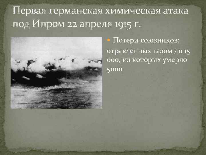 Первая германская химическая атака под Ипром 22 апреля 1915 г. Потери союзников: отравленных газом