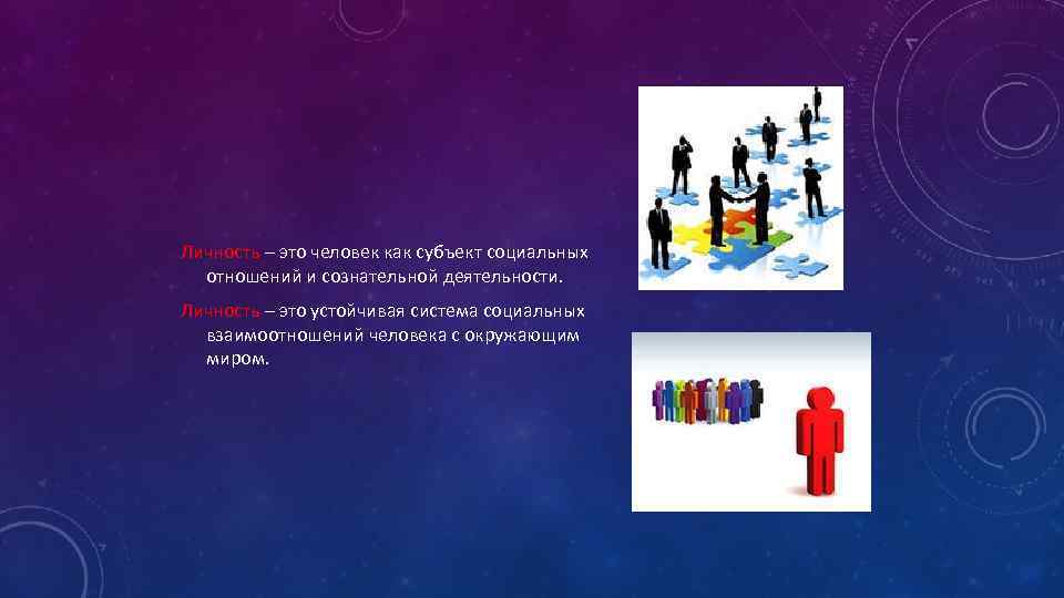 Личность – это человек как субъект социальных отношений и сознательной деятельности. Личность – это