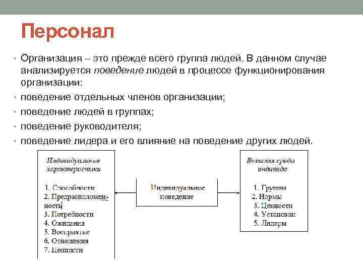 Персонал • Организация – это прежде всего группа людей. В данном случае • •