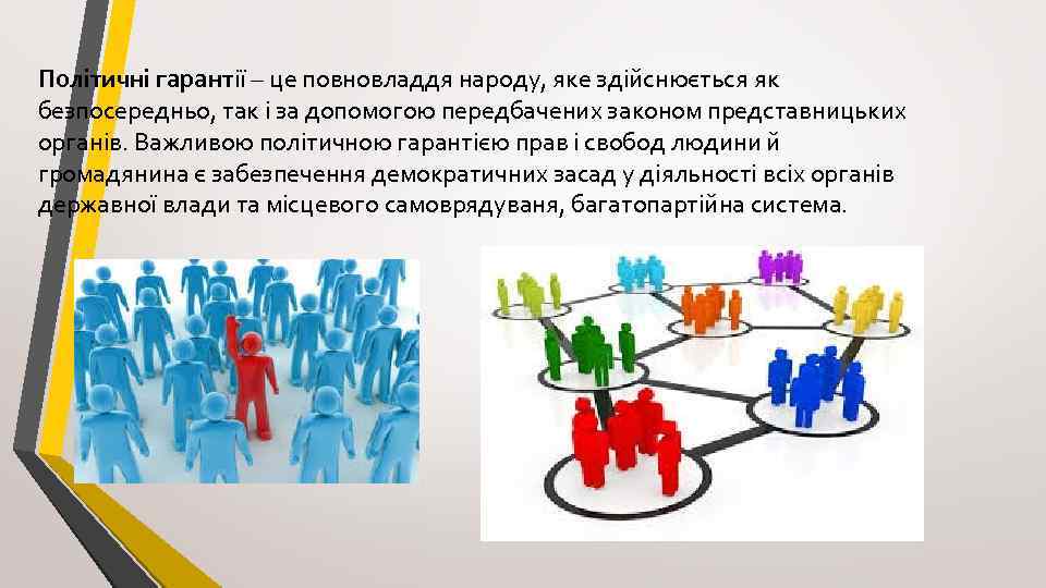 Політичні гарантії – це повновладдя народу, яке здійснюється як безпосередньо, так і за допомогою