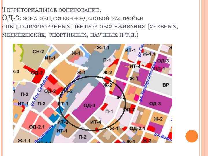 ТЕРРИТОРИАЛЬНОЕ ЗОНИРОВАНИЕ. ОД 3: ЗОНА ОБЩЕСТВЕННО ДЕЛОВОЙ ЗАСТРОЙКИ СПЕЦИАЛИЗИРОВАННЫХ ЦЕНТРОВ ОБСЛУЖИВАНИЯ (УЧЕБНЫХ, МЕДИЦИНСКИХ, СПОРТИВНЫХ,