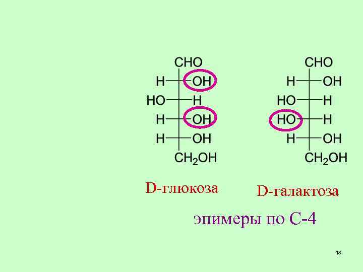 D-манноза эпимеры по С-2 D-глюкоза D-галактоза эпимеры по С-4 18 