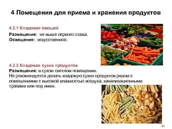 4 Помещения для приема и хранения продуктов 4. 2. 1 Кладовая овощей Размещение: не