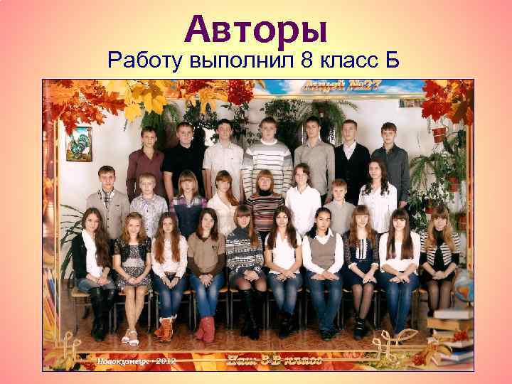Авторы Работу выполнил 8 класс Б 