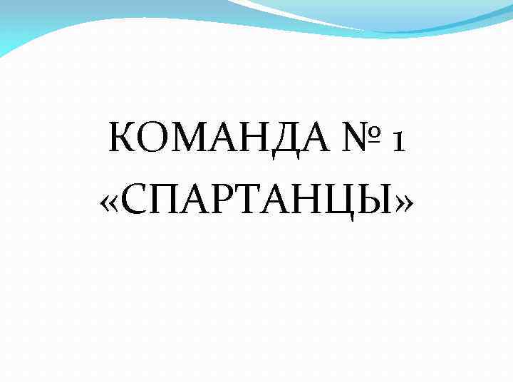 КОМАНДА № 1 «СПАРТАНЦЫ» 