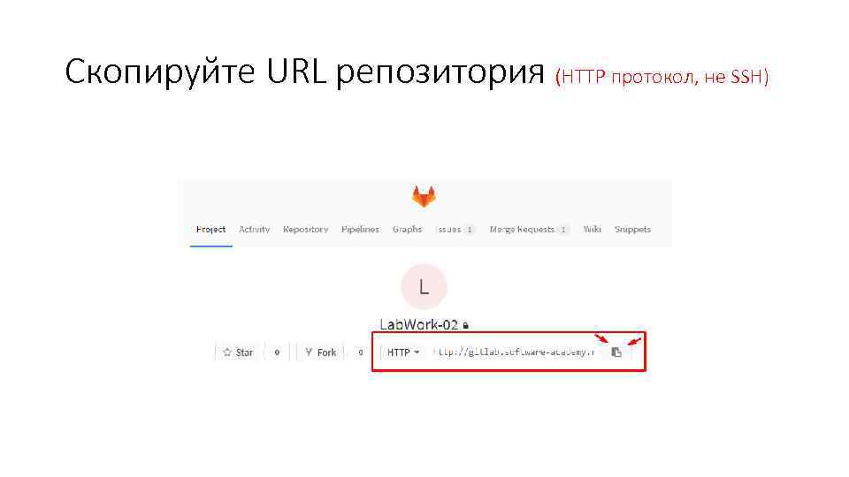 Скопируйте URL репозитория (HTTP протокол, не SSH) 