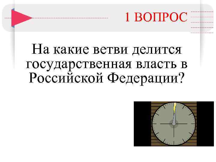 1 ВОПРОС На какие ветви делится государственная власть в Российской Федерации? 