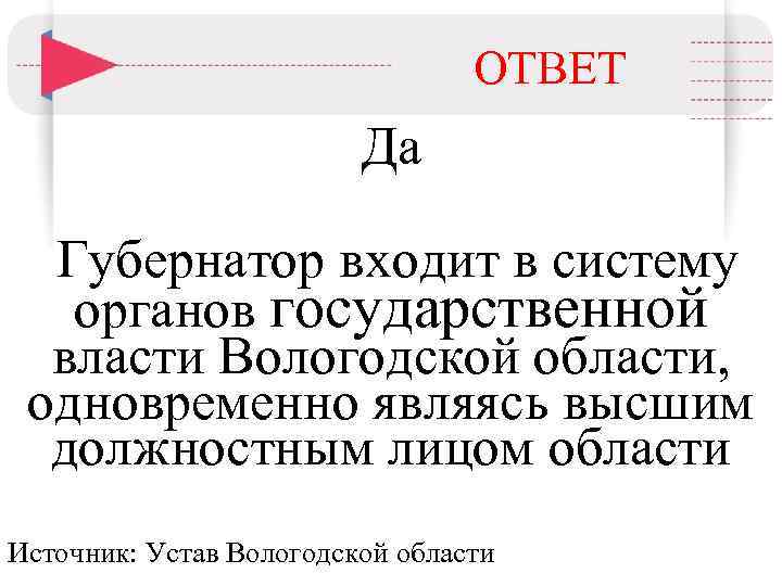 ОТВЕТ Да Губернатор входит в систему органов государственной власти Вологодской области, одновременно являясь высшим