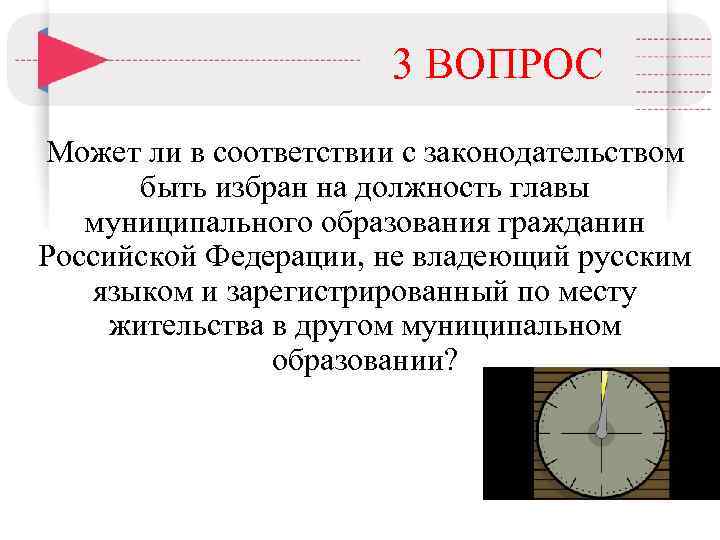 3 ВОПРОС Может ли в соответствии с законодательством быть избран на должность главы муниципального