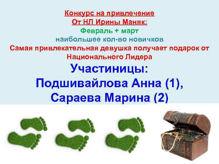 Конкурс на привлечение От НЛ Ирины Маняк: Февраль + март наибольшее кол-во новичков Самая