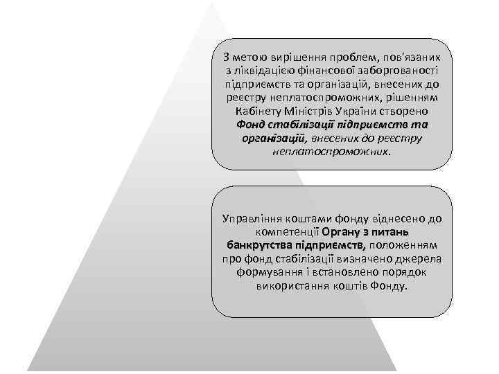 З метою вирішення проблем, пов'язаних з ліквідацією фінансової заборгованості підприємств та організацій, внесених до