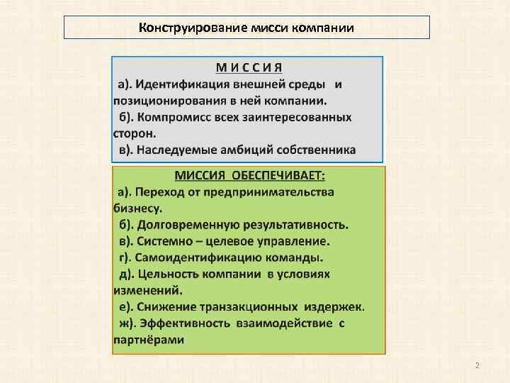 Конструирование мисси компании 2 