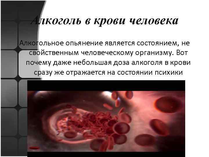 Алкоголь в крови человека Алкогольное опьянение является состоянием, не свойственным человеческому организму. Вот почему
