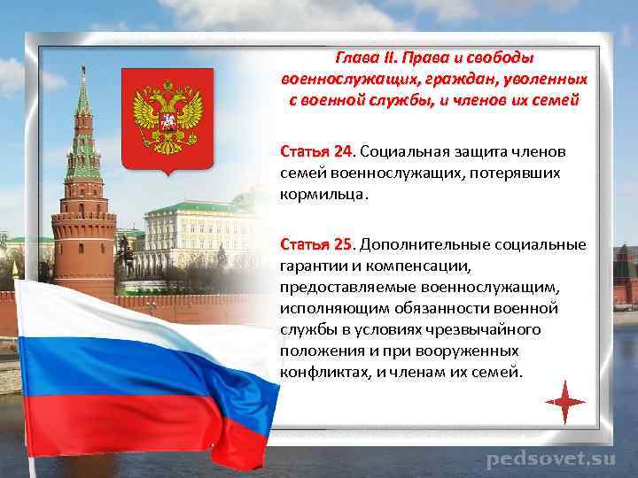 Глава II. Права и свободы военнослужащих, граждан, уволенных с военной службы, и членов их