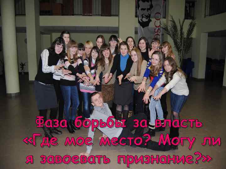 Фаза борьбы за власть «Где мое место? Могу ли я завоевать признание? » 