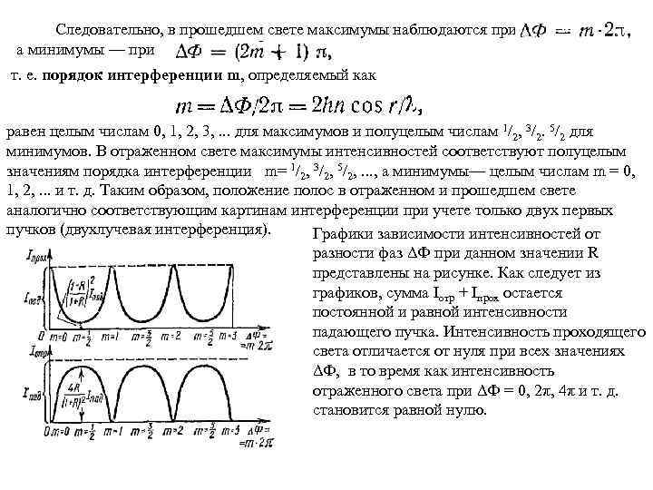  Следовательно, в прошедшем свете максимумы наблюдаются при а минимумы — при т. е.