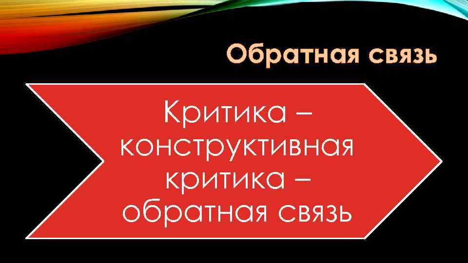 Обратная связь Критика – конструктивная критика – обратная связь 