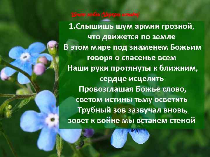 Ценою любви (Церковь встаёт) 1. Слышишь шум армии грозной, что движется по земле В