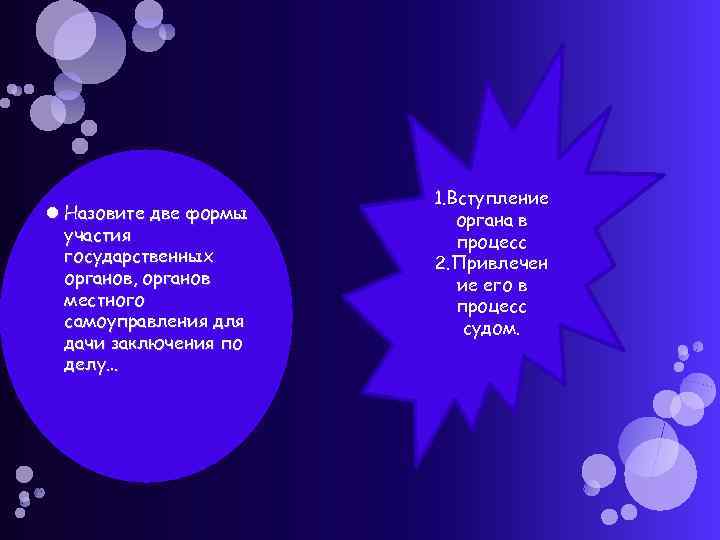 Назовите две формы участия государственных органов, органов местного самоуправления для дачи заключения по