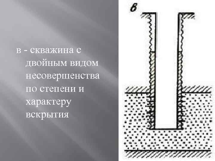 в - скважина с двойным видом несовершенства по степени и характеру вскрытия 