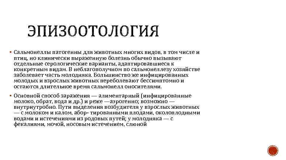 § Сальмонеллы патогенны для животных многих видов, в том числе и птиц, но клинически