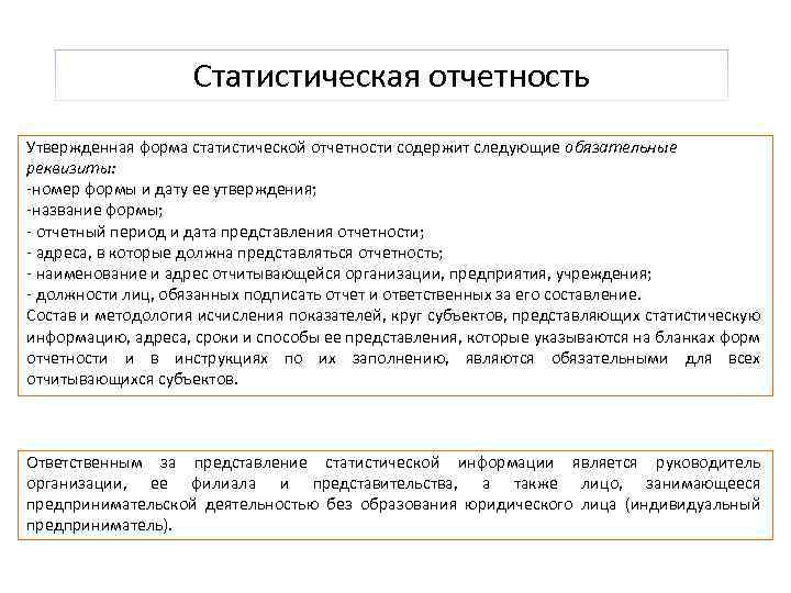 Статистическая отчетность Утвержденная форма статистической отчетности содержит следующие обязательные реквизиты: номер формы и дату