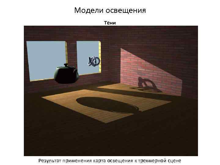 Модели освещения Тени Результат применения карта освещения к трехмерной сцене 