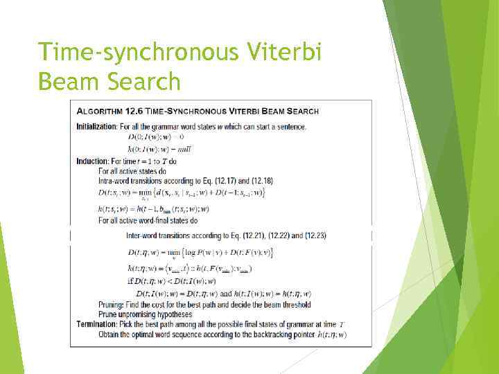Time-synchronous Viterbi Beam Search 