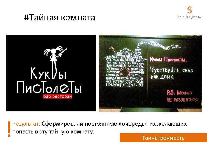 #Тайная комната ! Результат: Сформировали постоянную «очередь» их желающих попасть в эту тайную комнату.