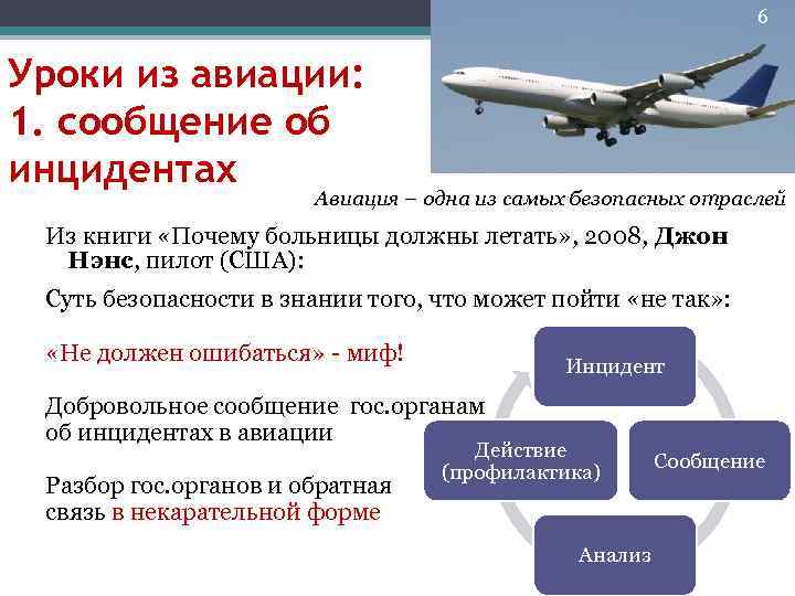 6 Уроки из авиации: 1. сообщение об инцидентах Авиация – одна из самых безопасных