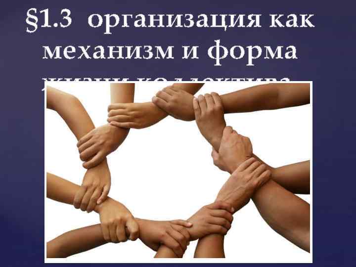 § 1. 3 организация как механизм и форма жизни коллектива 