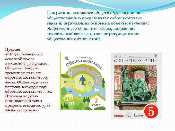 Содержание основного общего образования по обществознанию представляет собой комплекс знаний, отражающих основные объекты изучения: