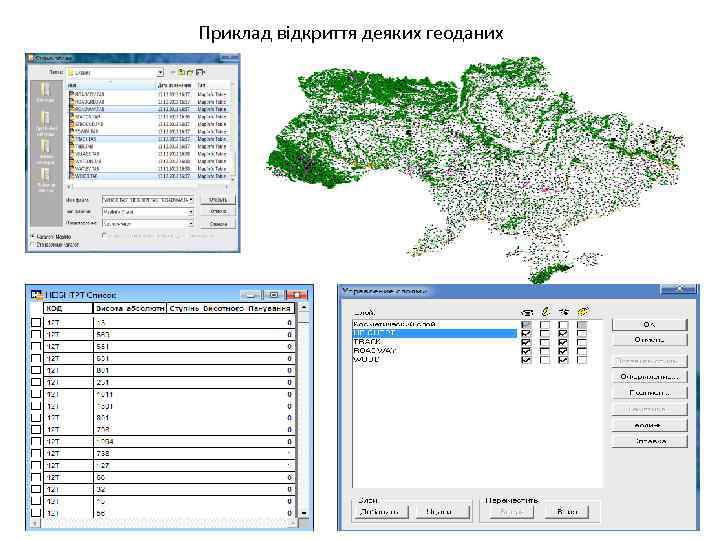 Приклад відкриття деяких геоданих 