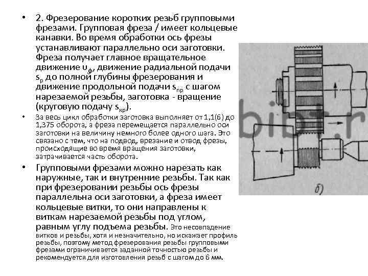  • 2. Фрезерование коротких резьб групповыми фрезами. Групповая фреза / имеет кольцевые канавки.