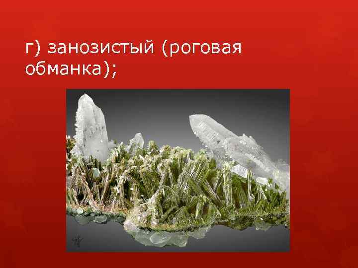 г) занозистый (роговая обманка); 