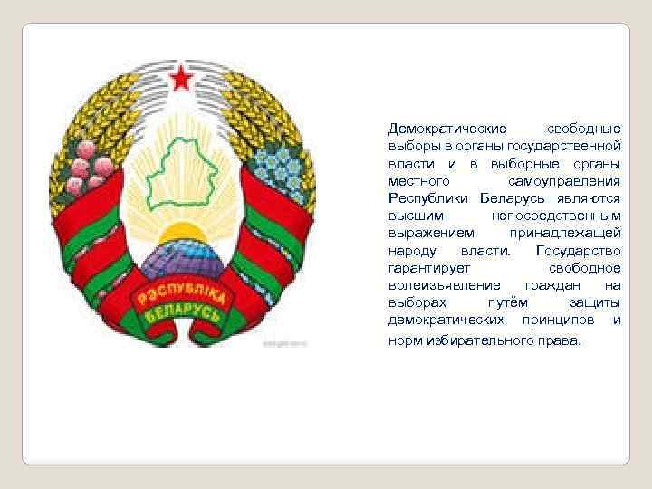 Демократические свободные выборы в органы государственной власти и в выборные органы местного самоуправления Республики