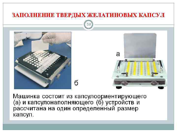 ЗАПОЛНЕНИЕ ТВЕРДЫХ ЖЕЛАТИНОВЫХ КАПСУЛ 59 