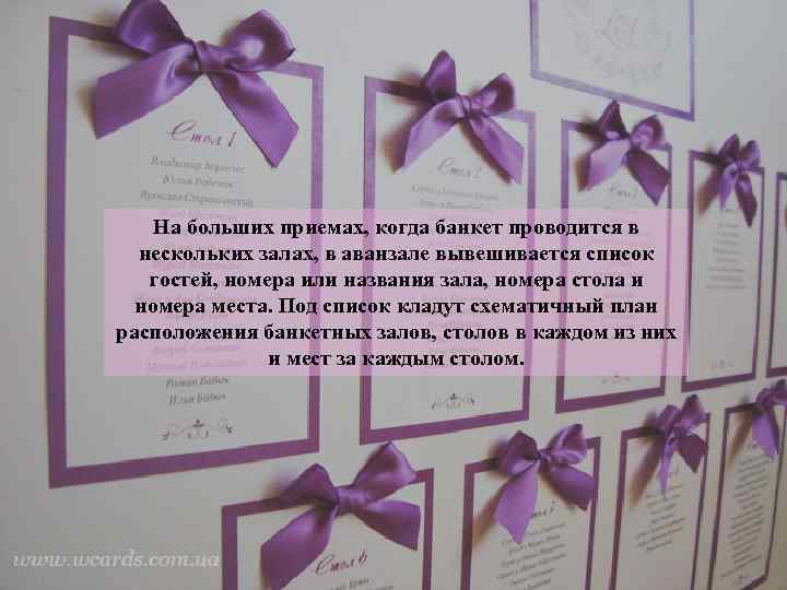 На больших приемах, когда банкет проводится в нескольких залах, в аванзале вывешивается список гостей,