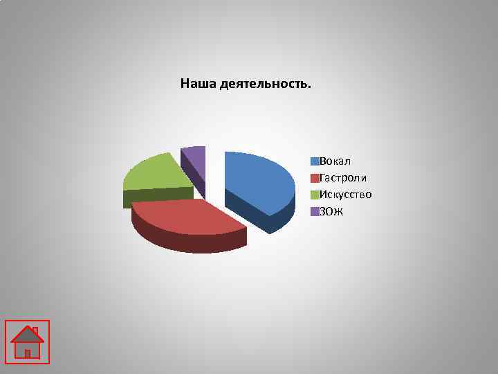 Наша деятельность. Вокал Гастроли Искусство ЗОЖ 