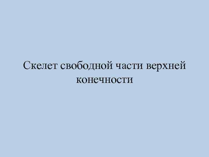 Скелет свободной части верхней конечности 