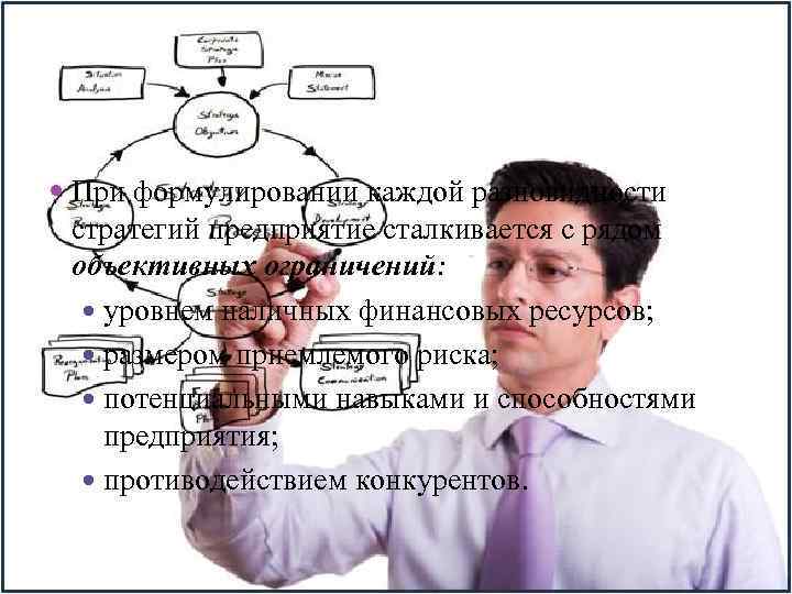  При формулировании каждой разновидности стратегий предприятие сталкивается с рядом объективных ограничений: уровнем наличных
