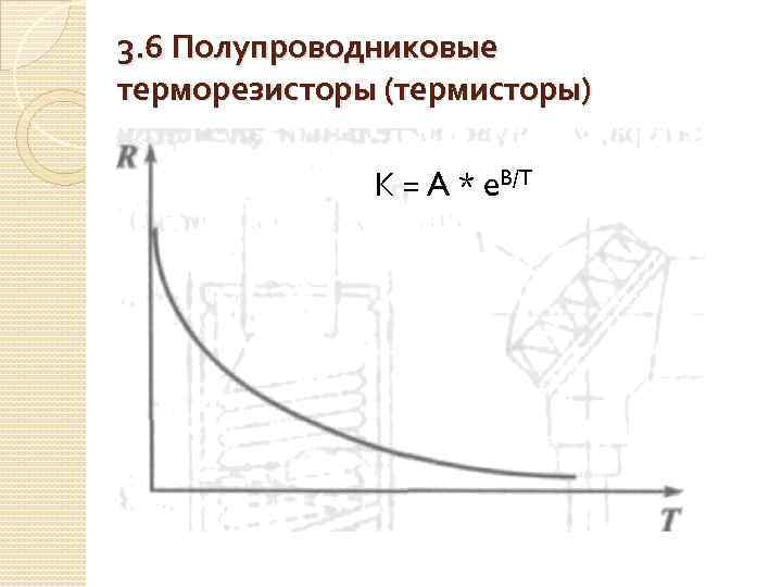 3. 6 Полупроводниковые терморезисторы (термисторы) К = A * e. B/T 